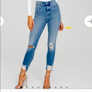 Good American Jean Blue 634 size 10. Good Waist crop chow hem.  Ultra high rise